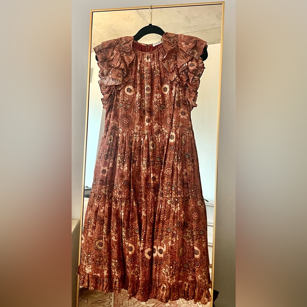 Ulla Johnson Adele Flutter Sleeve Mini Dress In R… - image 5